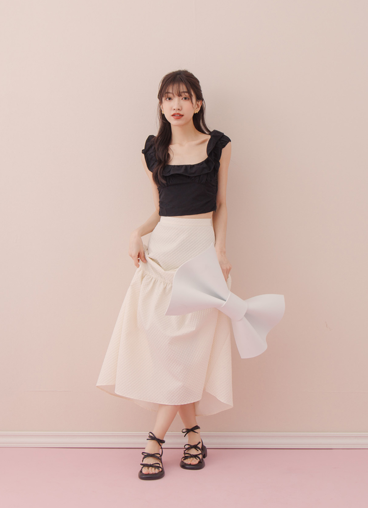 GraceGift平價女鞋 氣質 細帶蝴蝶結繫踝 中跟涼鞋 黑