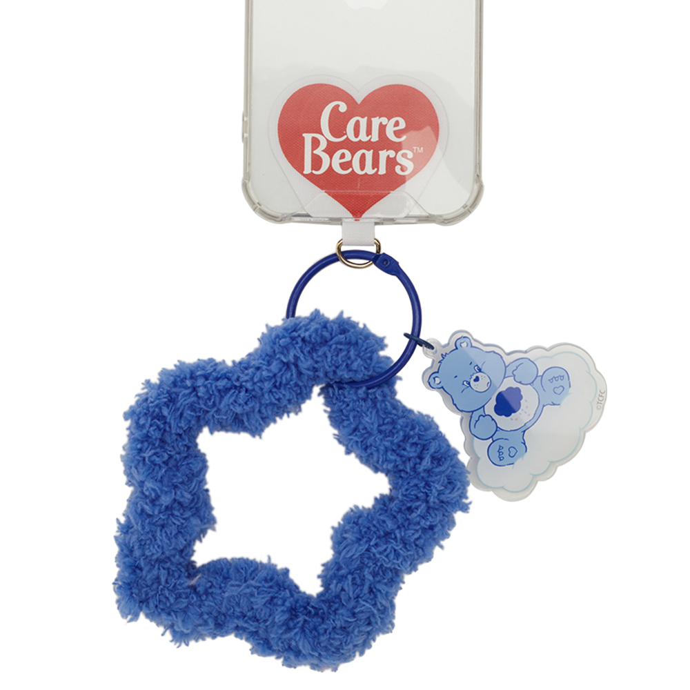 GraceGift CareBears聯名 牢騷小熊 Lollipop系列 星星絨毛手機吊飾 藍