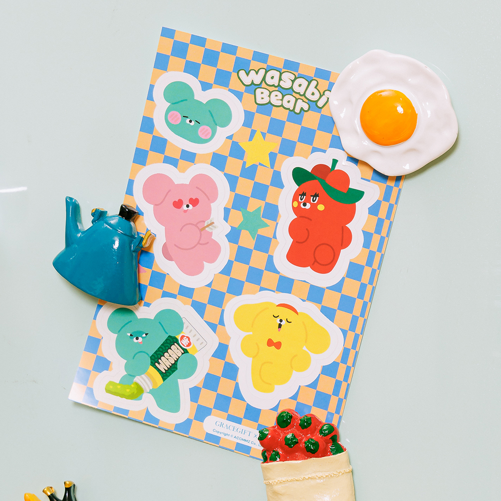 Grace Gift Wasabi Bear 聯名 貼紙 手帳裝飾貼 實拍圖