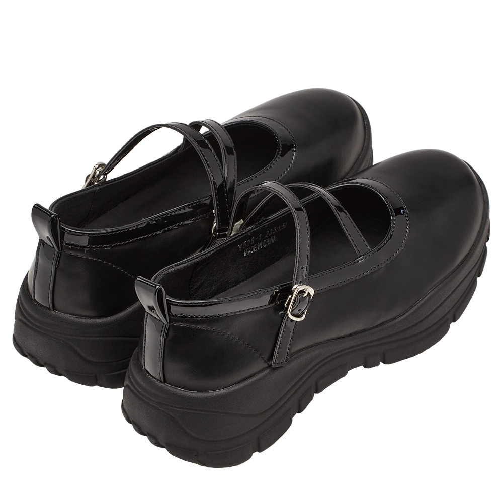 時髦甜感交叉細帶輕量瑪莉珍運動鞋 黑