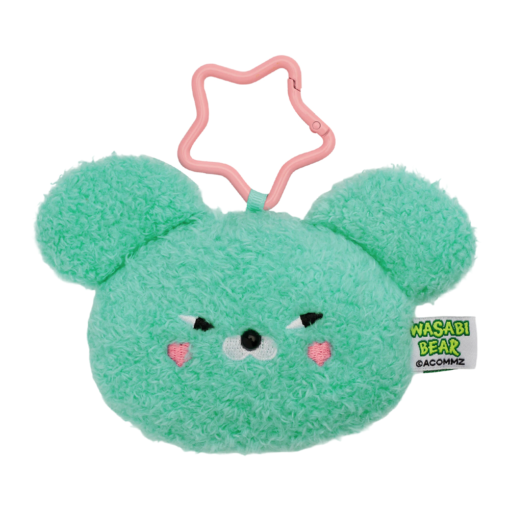 GraceGift Wasabi Bear聯名 芥末熊 絨毛星星吊飾飲料提袋 隨行包 藍綠色