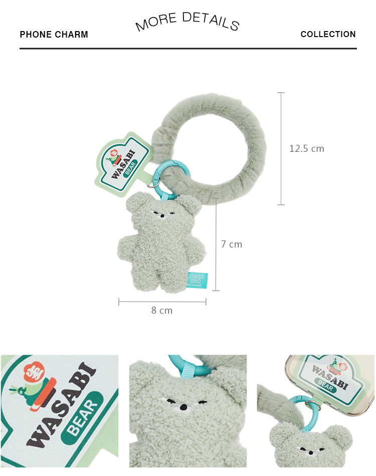 GraceGift Wasabi Bear聯名 粉芥末熊 絨毛手機掛環 紅色
