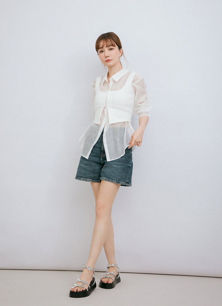 GraceGift平價女鞋 輕甜氣質 蝴蝶結繞踝 奶油厚底涼鞋 銀
