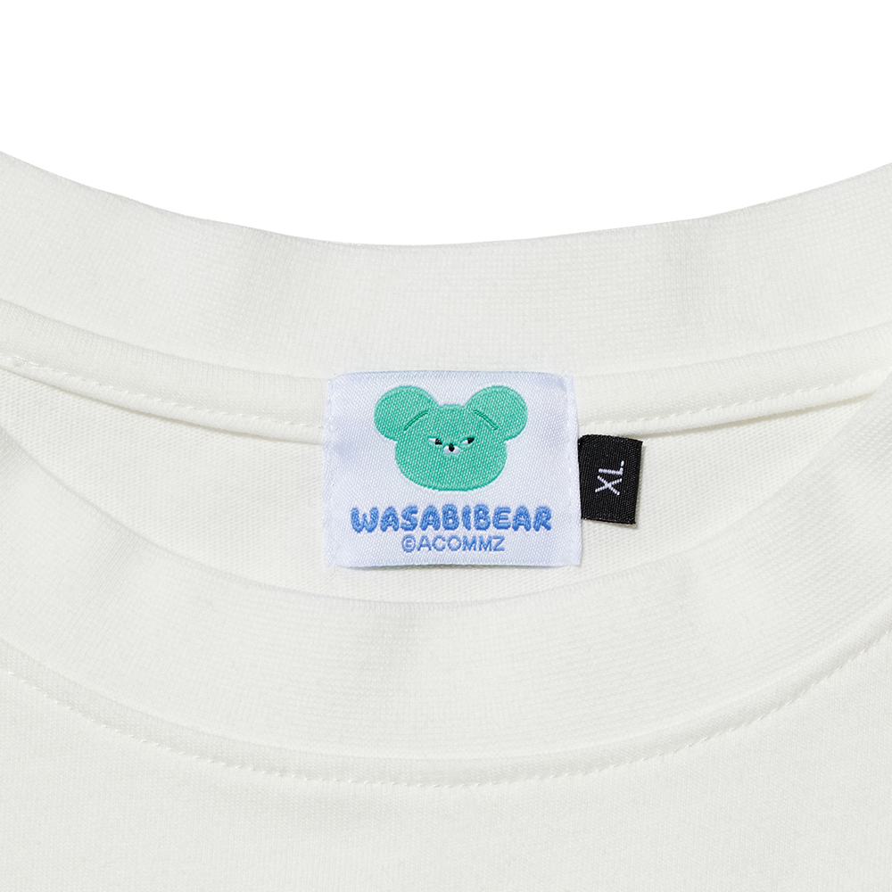 GraceGift Wasabi Bear聯名 Wasabi Bear X NTU芥末熊蝴蝶結印花情侶短袖T恤 藍綠色