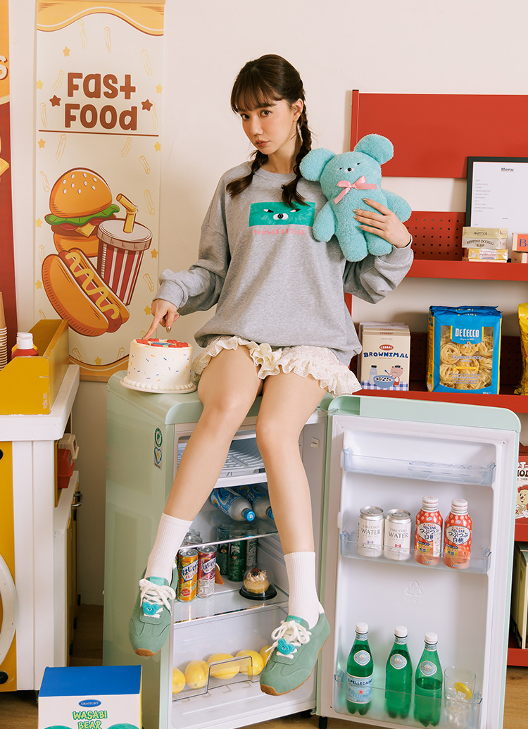 GraceGift Wasabi Bear聯名 芥末熊 療癒造型抱枕(30CM) 藍綠色 實拍圖