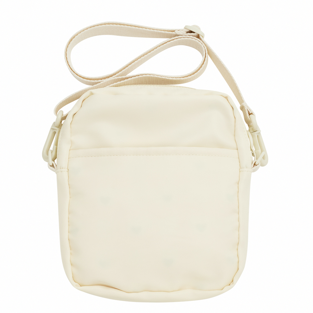 GraceGift Wasabi Bear聯名 粉芥末熊 熊雙層斜背尼龍隨身包 米白色 實拍圖