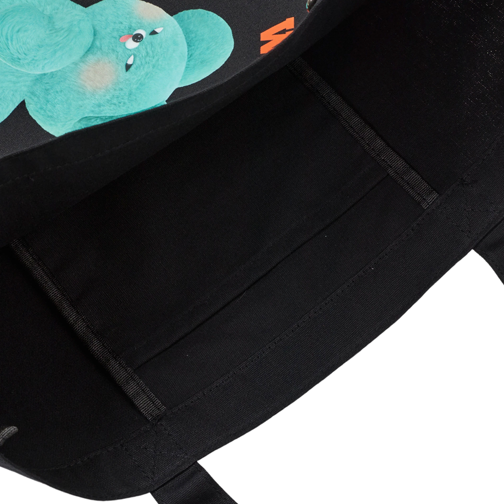 Grace Gift 平價女鞋 Wasabi Bear 聯名 芥末熊 印花帆布包 正紅色 實拍圖