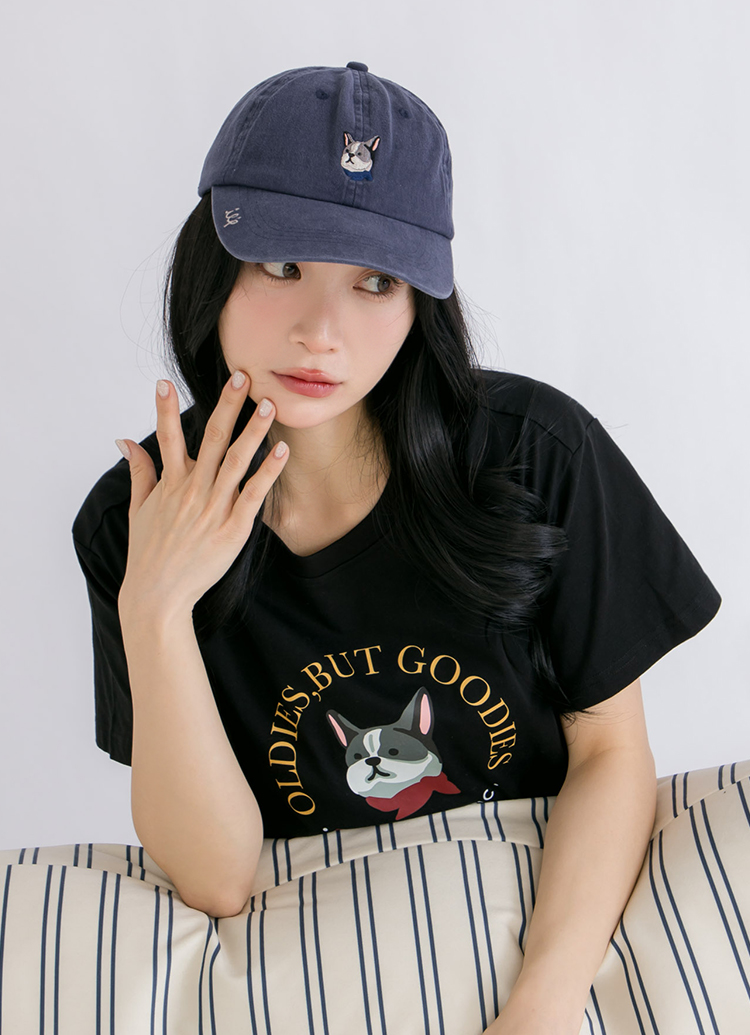 韓國Beyond Closet 法鬥刺繡休閒棒球帽 深藍
