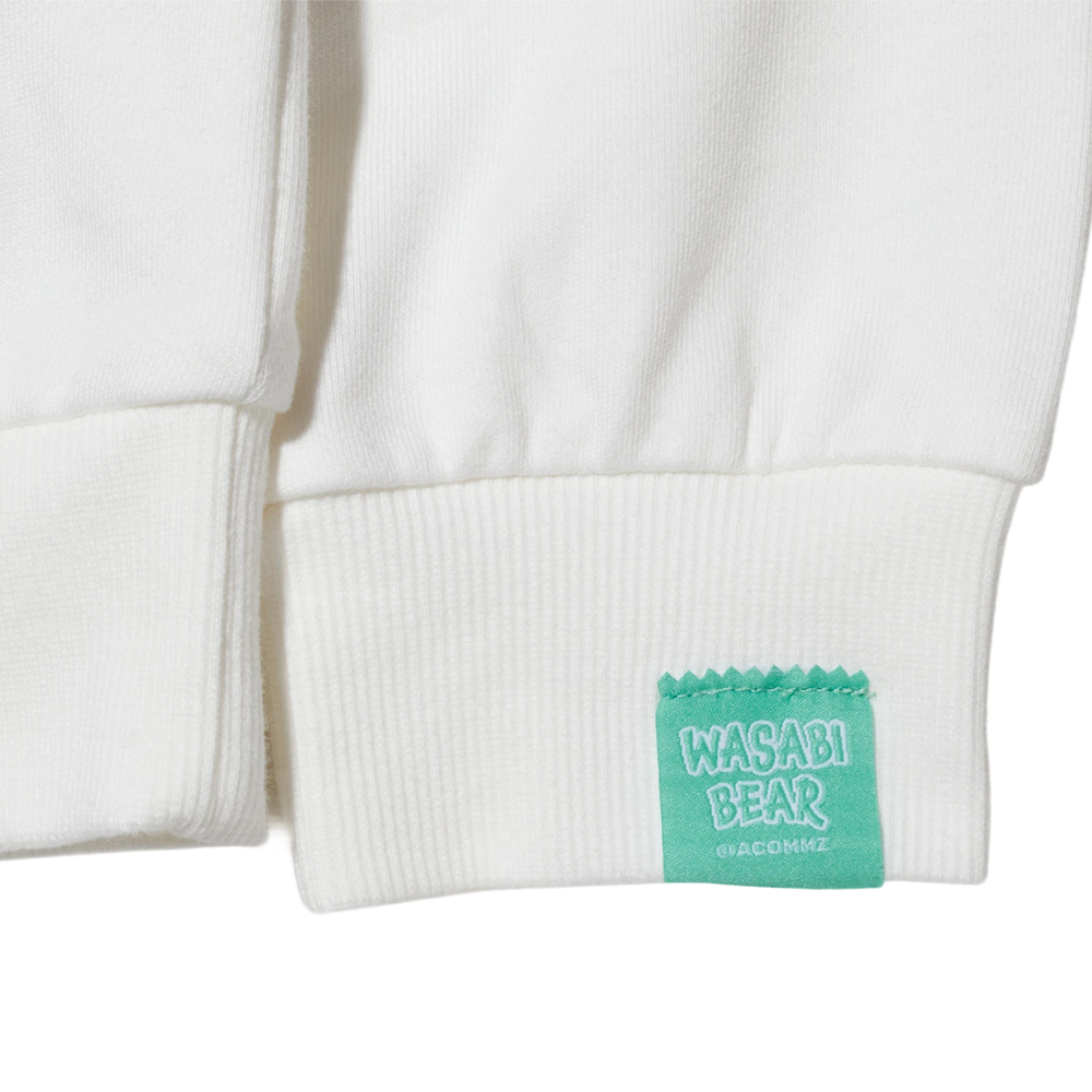 GraceGift Wasabi Bear聯名 芥末熊 小頭字母印花大學T 白色 實拍圖