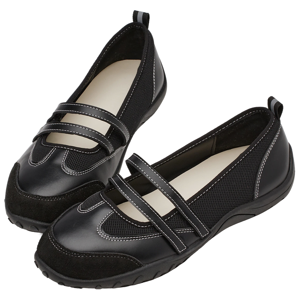 活力女孩魔鬼氈機能芭蕾舞運動鞋 黑