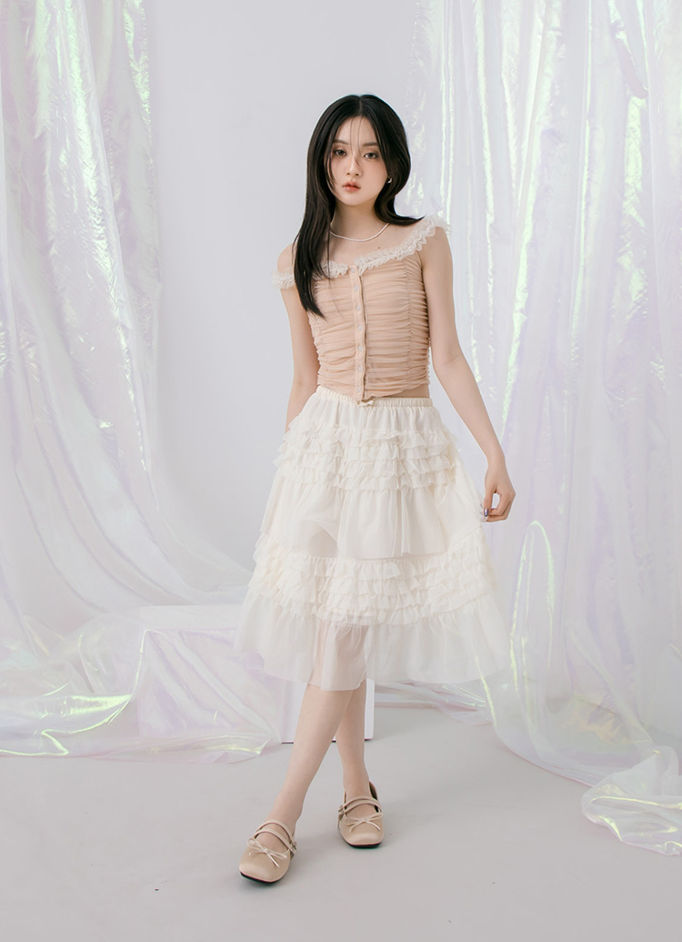 GraceGift平價女鞋 時尚秀場 方圓頭 芭蕾女伶方頭雙帶平底瑪莉珍 深杏色