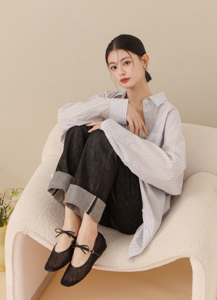 GraceGift平價女鞋 日系水玉 蝴蝶結網紗 內增高瑪莉珍鞋 黑色