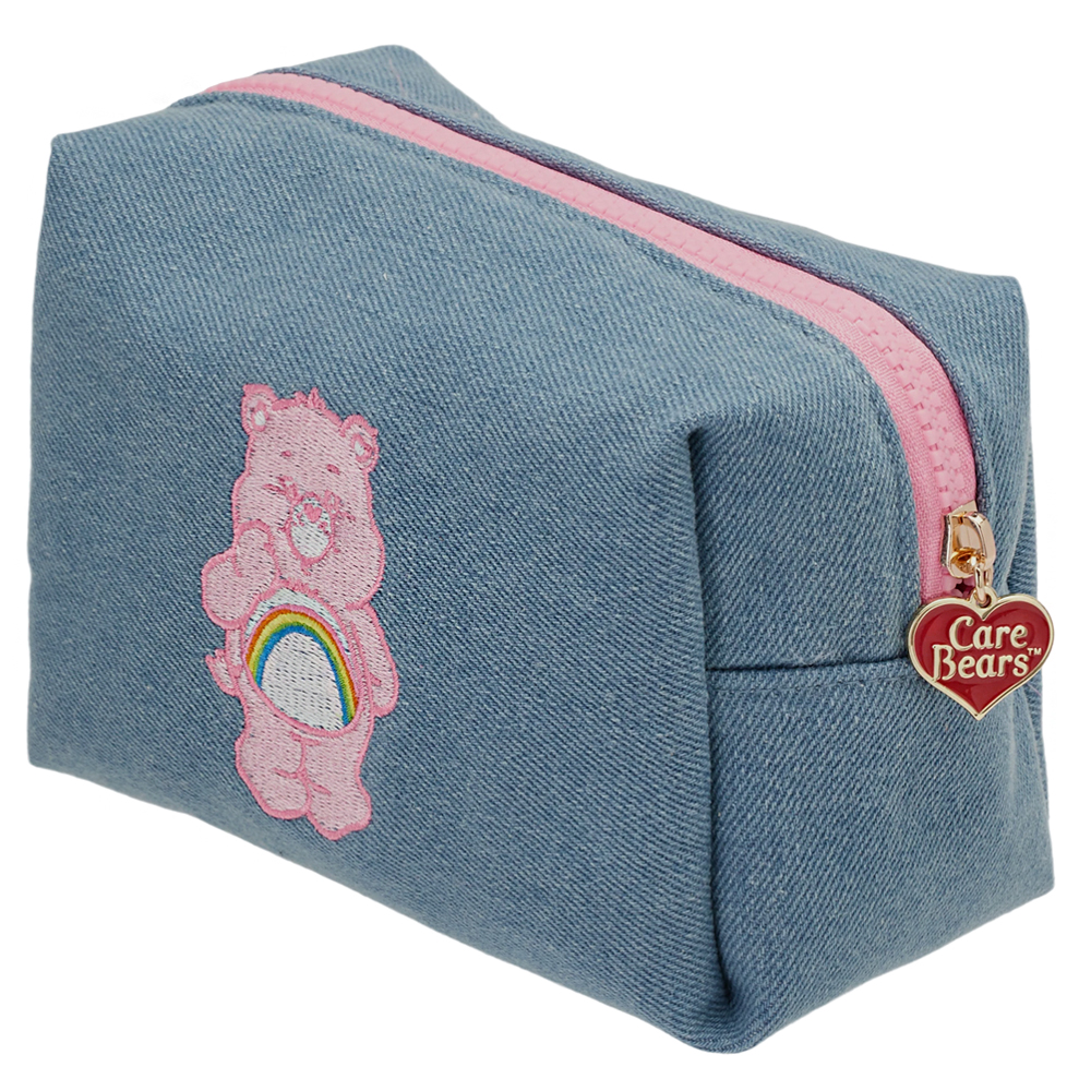 Care Bears-樂觀小熊電繡格紋牛仔化妝包 深藍
