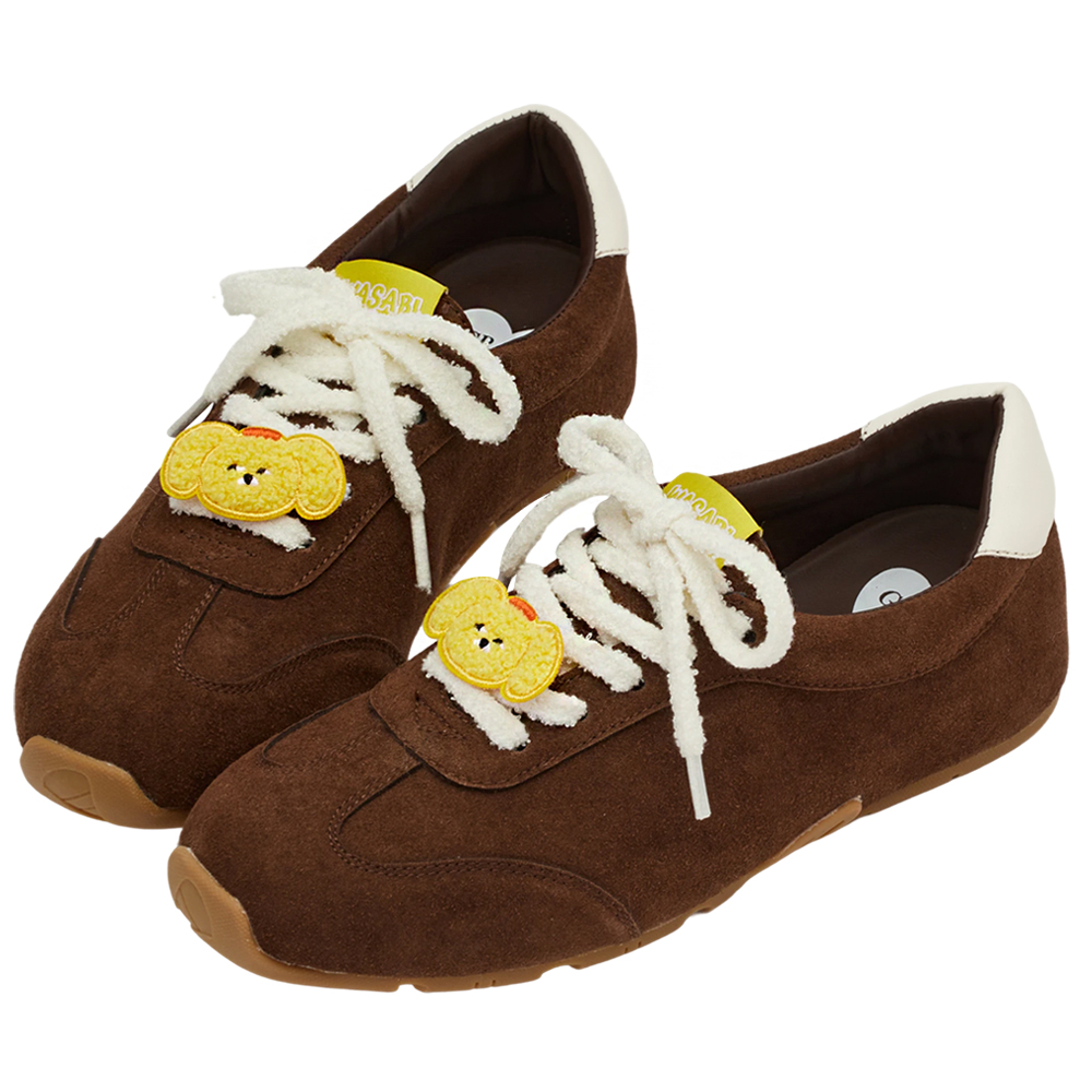 Grace Gift 平價女鞋 Wasabi Bear 聯名 黃芥末熊 休閒運動鞋 咖色 穿搭實拍