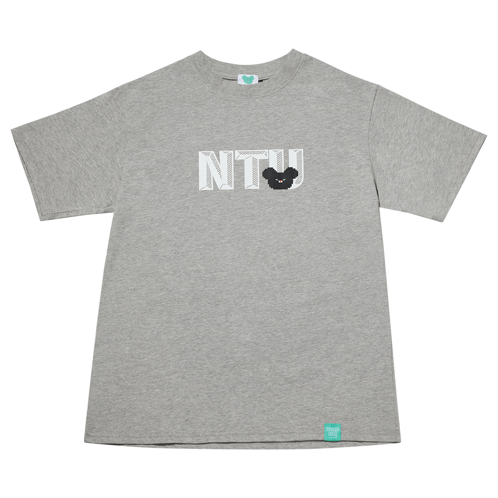 GraceGift Wasabi Bear聯名 Wasabi Bear芥末熊復古像素風印花短袖T恤 灰色