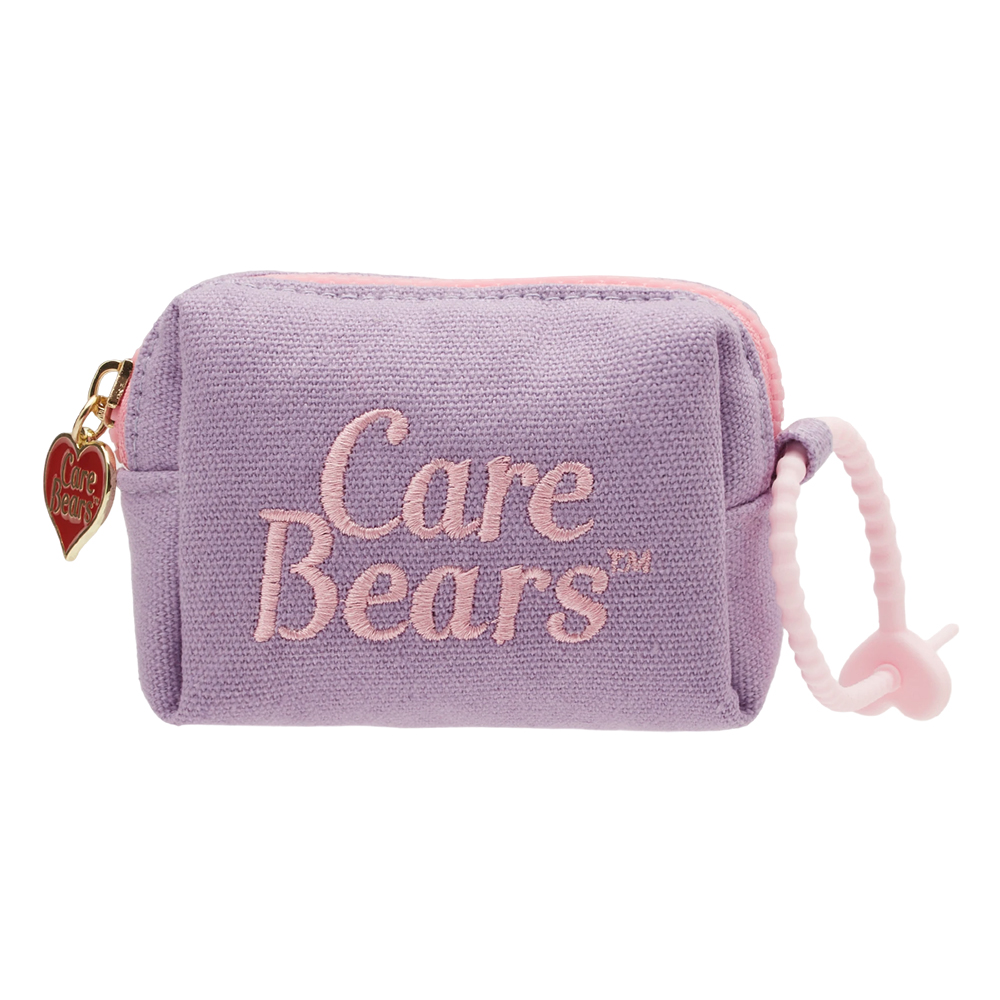 Care Bears-分享小熊電繡格紋吊飾零錢包 紫