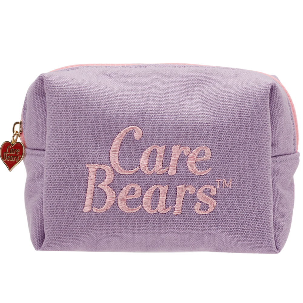 Care Bears-分享小熊電繡格紋帆布化妝包 紫