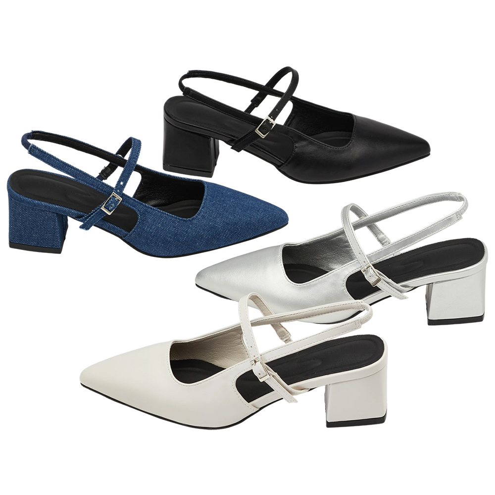 GraceGift平價女鞋 時尚秀場 尖頭  韓系尖頭通勤百搭後空低跟鞋 米白色