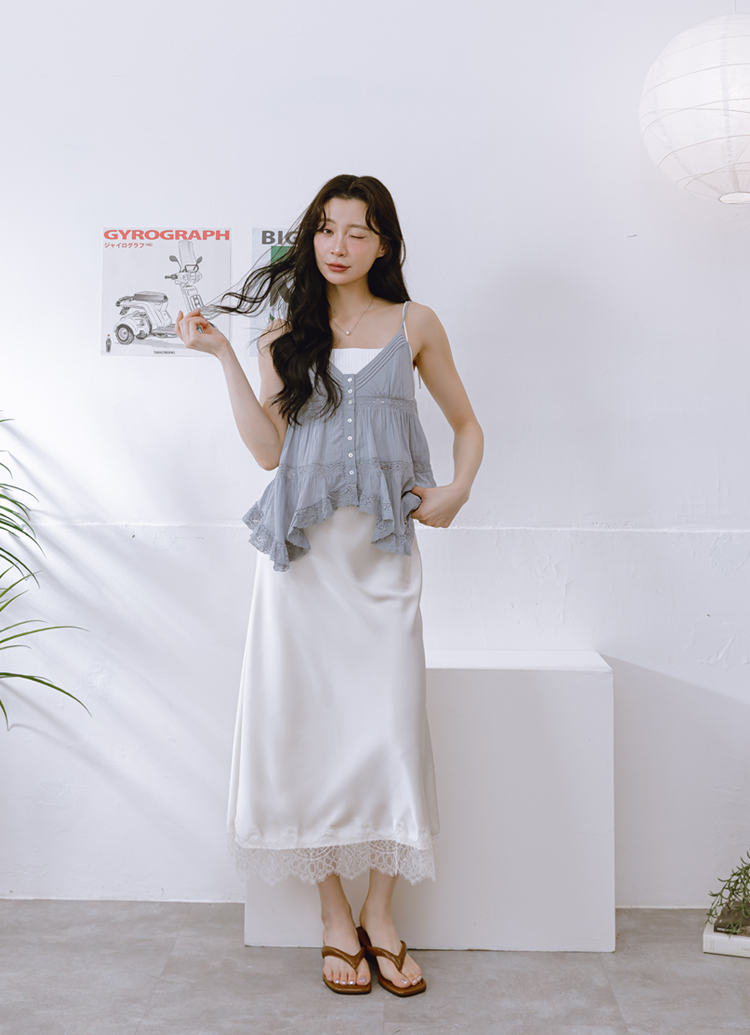 GraceGift 平價女鞋 時尚秀場 方頭 韓系慵懶人字中跟拖鞋 棕色