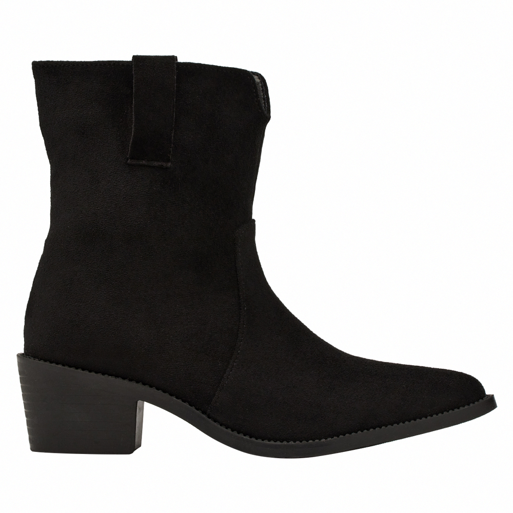 超模尖頭絨布2way可拆式褲管西部長靴 黑