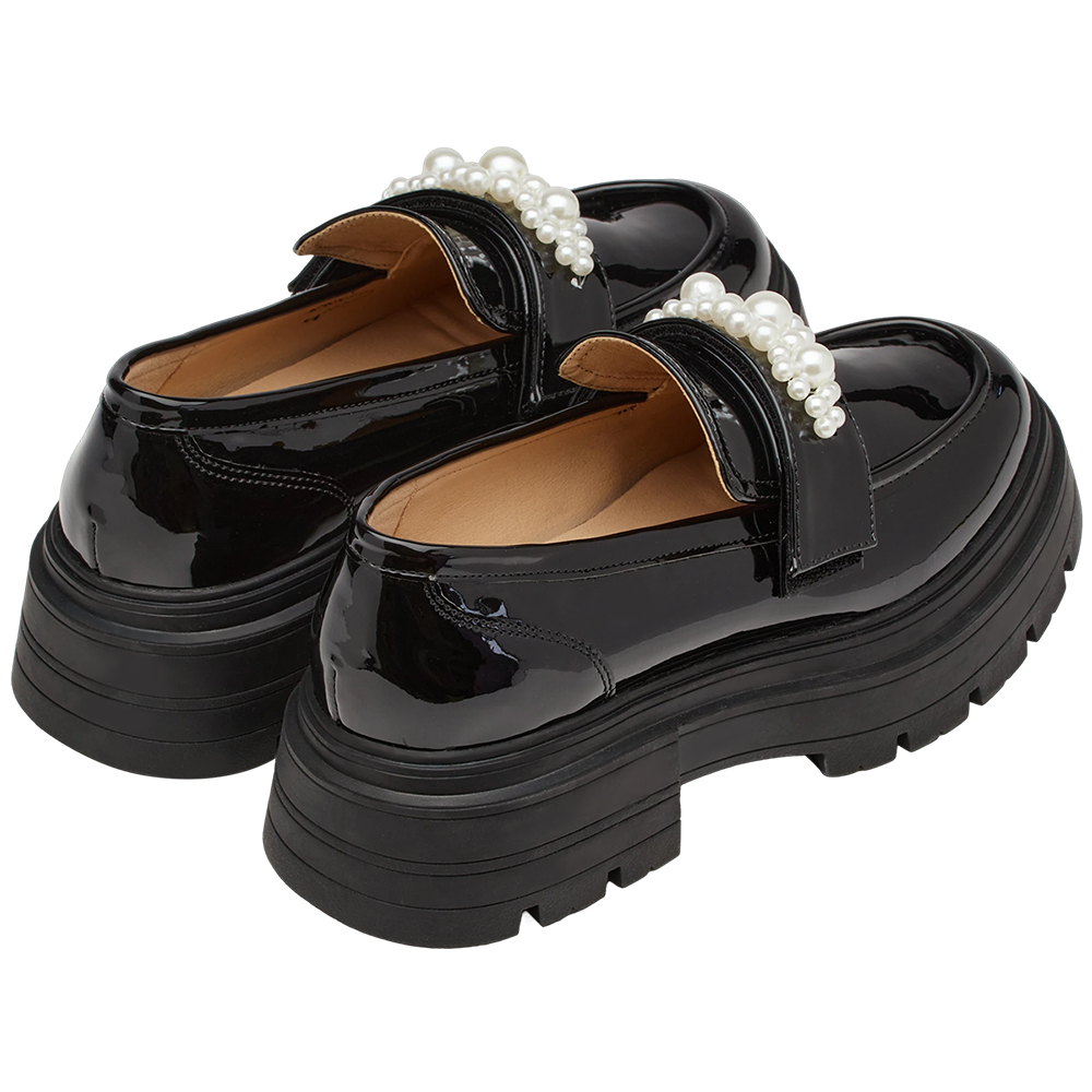 奕潔聯名-公主珍藏2WAY珍珠厚底樂福鞋 黑