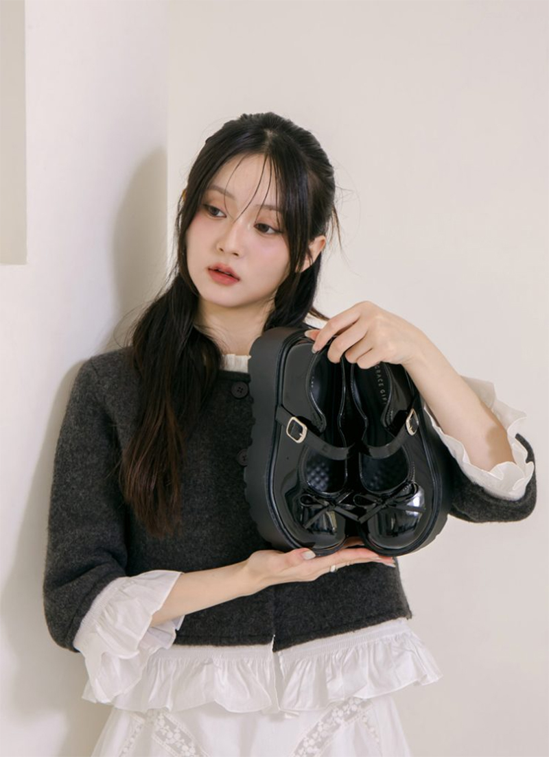 蝴蝶結厚底瑪莉珍鞋