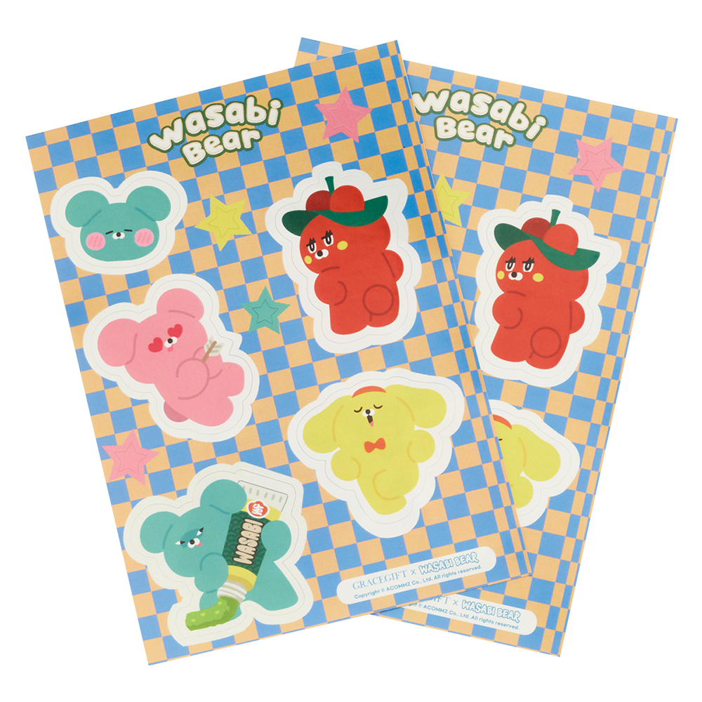 Grace Gift Wasabi Bear 聯名 貼紙 手帳裝飾貼 實拍圖