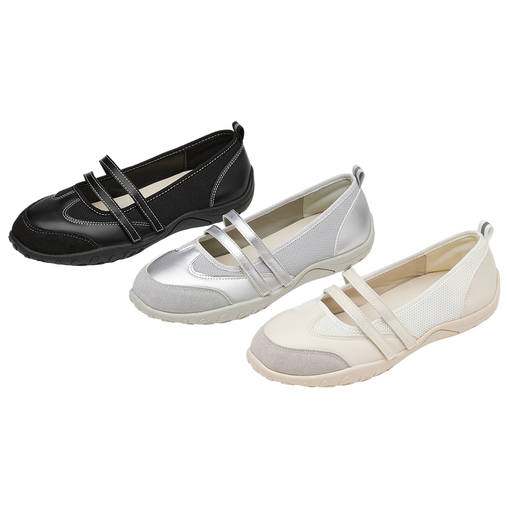 活力女孩魔鬼氈機能芭蕾舞運動鞋 銀