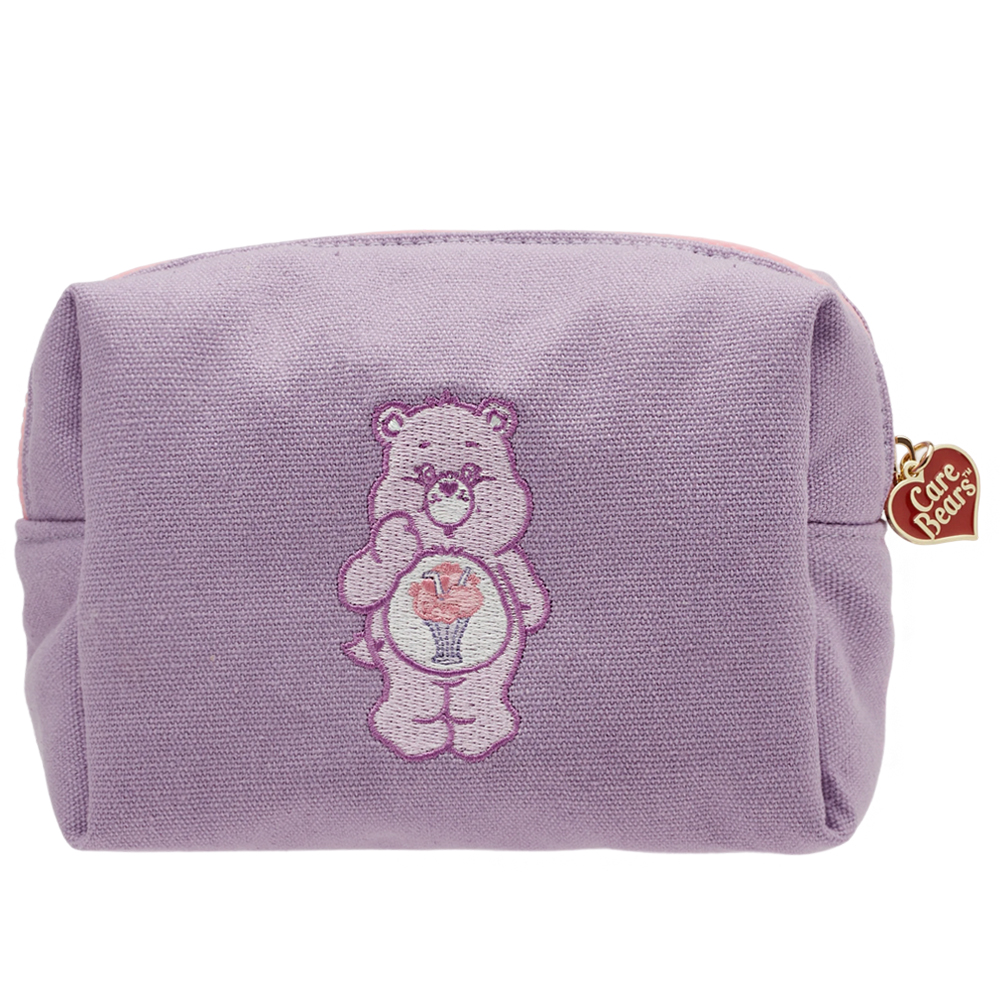 Care Bears-分享小熊電繡格紋帆布化妝包 紫