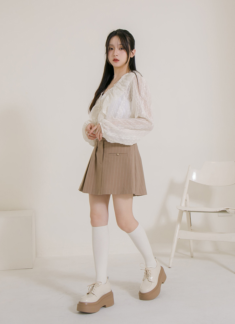 GraceGift 平價女鞋 摩登比例 內增高輕量牛津鞋 杏色 厚底牛津鞋 實拍圖