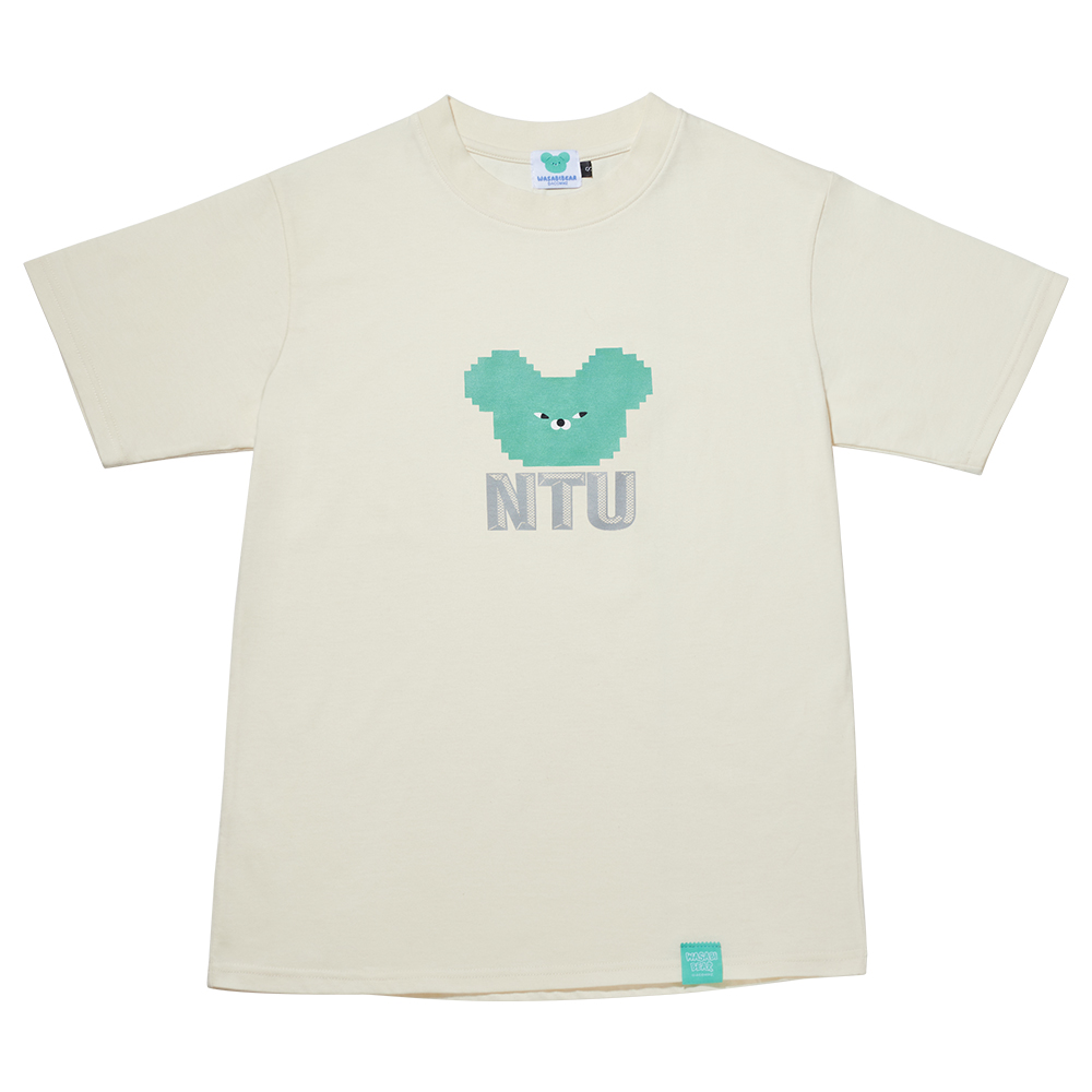 GraceGift Wasabi Bear聯名 Wasabi Bear芥末熊復古像素風印花短袖T恤 米白色