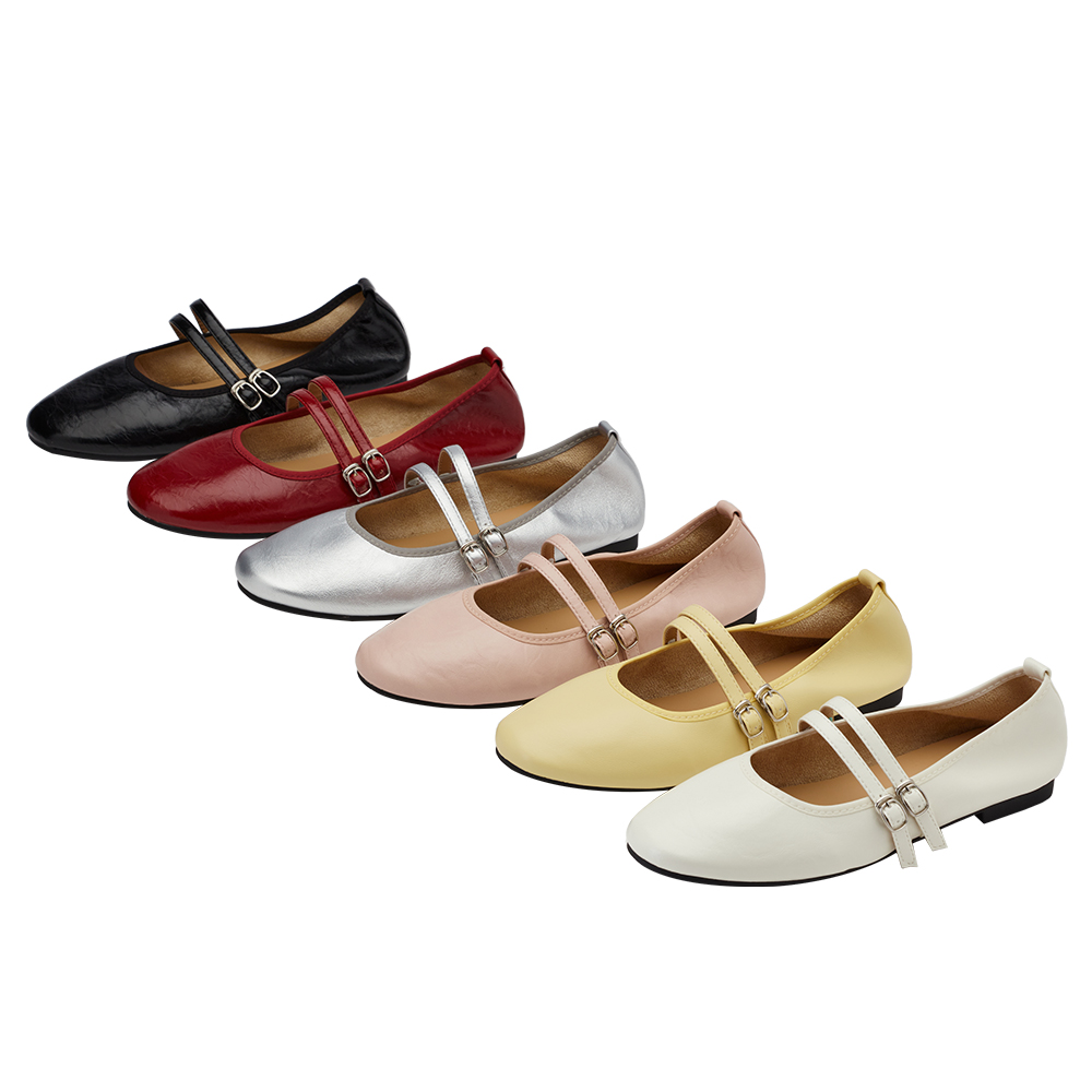 GraceGift平價女鞋 時尚秀場 圓頭 奶油雲朵極軟加厚乳膠芭蕾瑪莉珍鞋 黑色