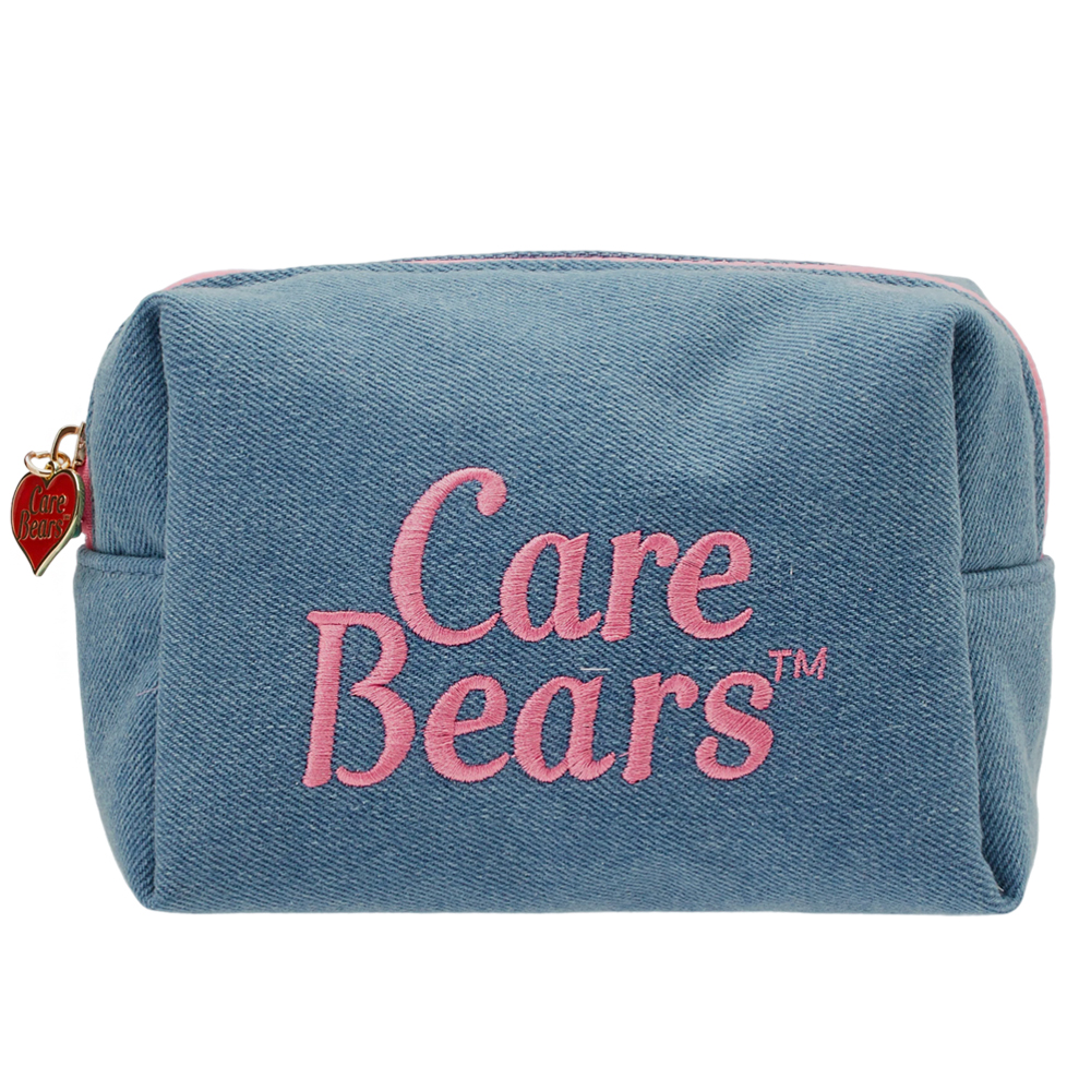 Care Bears-樂觀小熊電繡格紋牛仔化妝包 深藍
