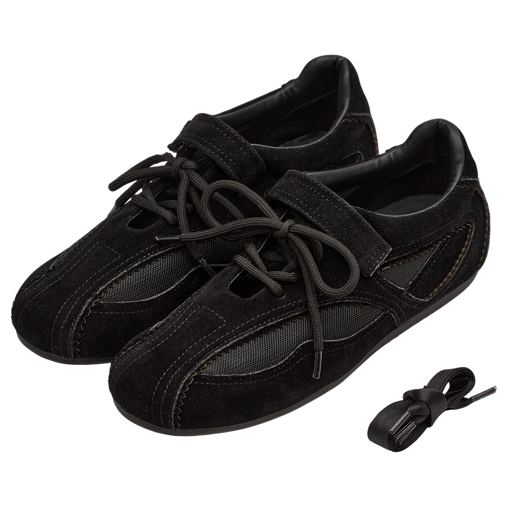 芭蕾少女方頭2WAY綁帶魔鬼氈運動鞋 黑