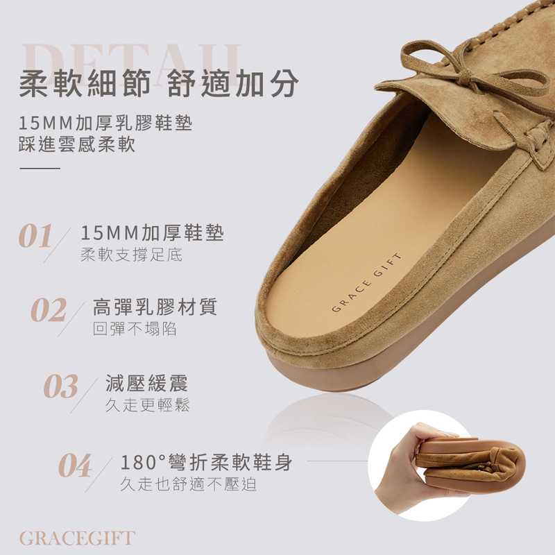 舒適輕柔手工真皮蝴蝶結平底莫卡辛鞋3