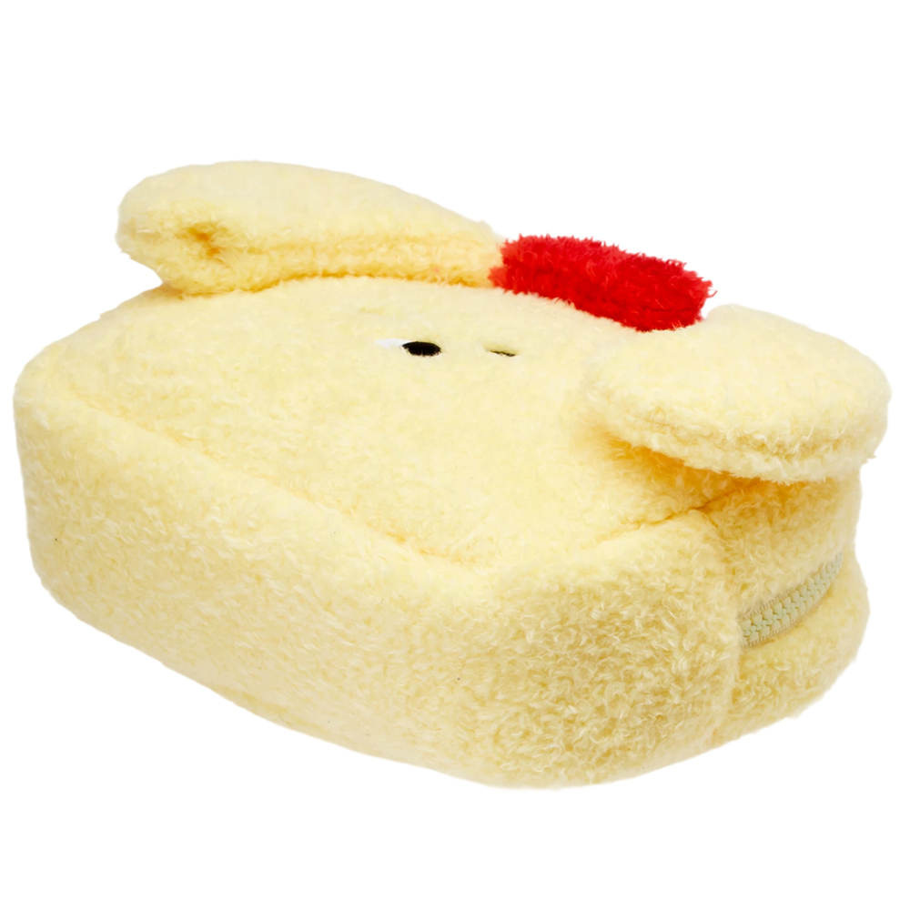 GraceGift Wasabi Bear聯名 黃芥末熊 格紋絨毛化妝包 黃色 實拍圖