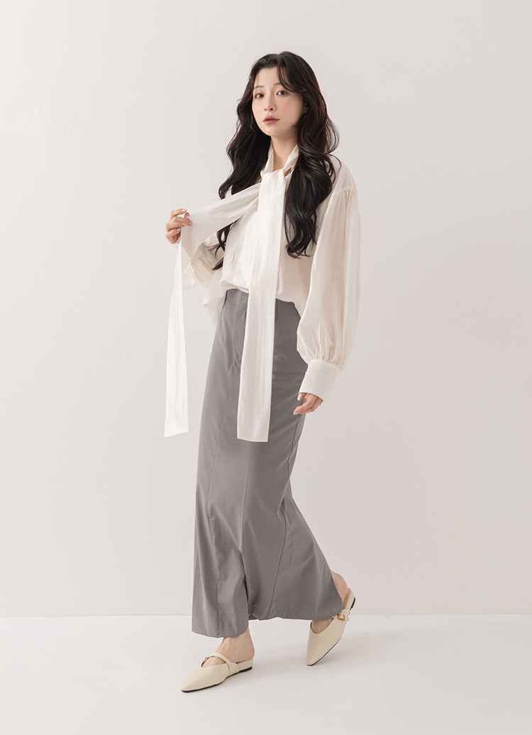 GraceGift平價女鞋 韓系俐落美型尖頭穆勒鞋 杏色