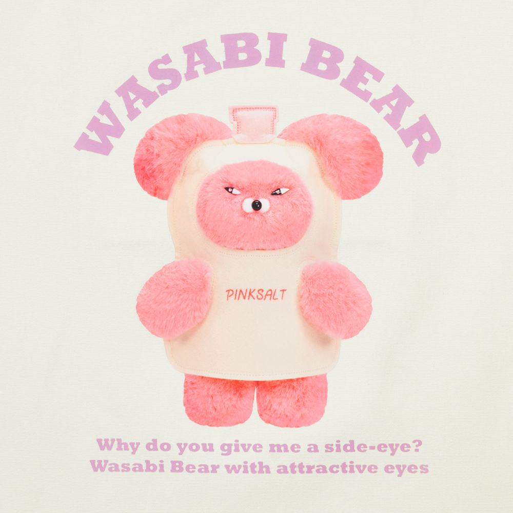 Grace Gift 平價女鞋 Wasabi Bear 聯名 粉芥末熊 印花帆布包 正紅色 實拍圖