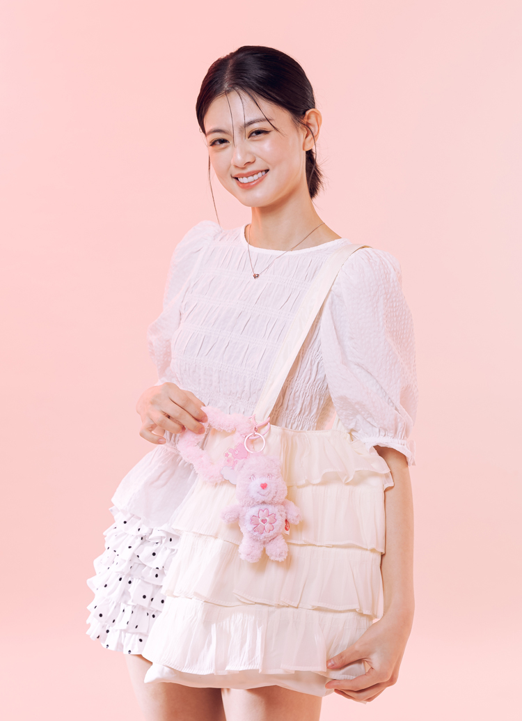 GraceGift CareBears聯名 櫻花小熊 櫻花季限定 櫻花小熊星星絨毛鑰匙圈 粉