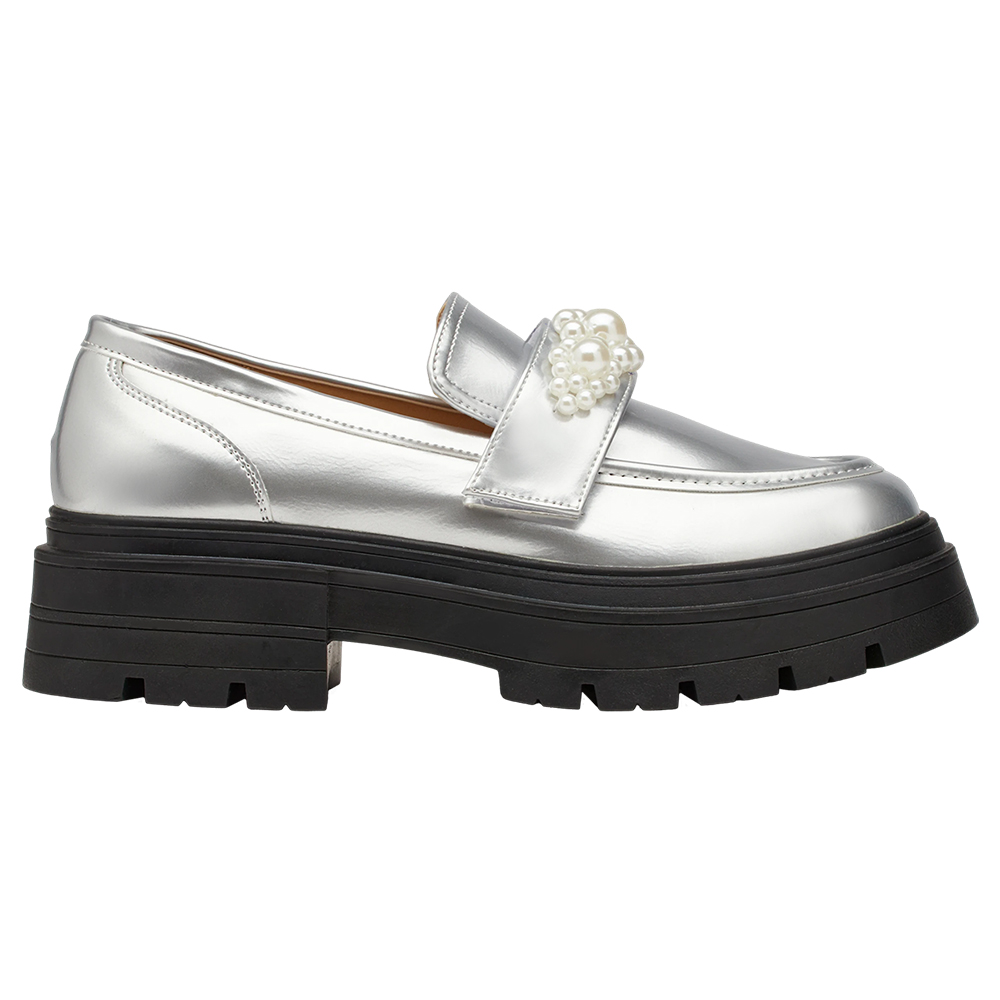 奕潔聯名-公主珍藏2WAY珍珠厚底樂福鞋 銀