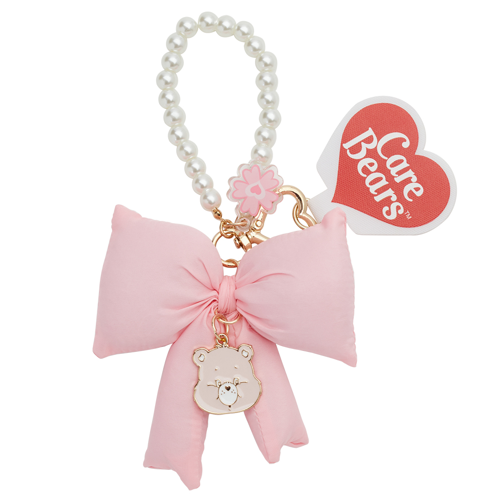 GraceGift CareBears聯名 櫻花熊 櫻花季限定 櫻花小熊蝴蝶結珍珠手機鍊 粉紅