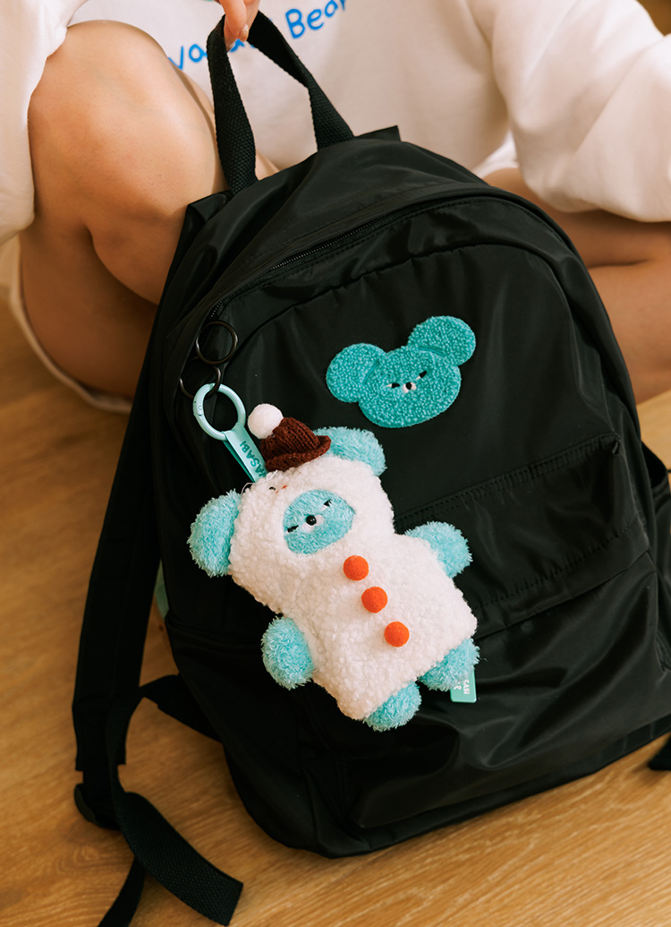 GraceGift Wasabi Bear聯名 芥末熊 吊牌輕便尼龍後背包 黑色 實拍圖