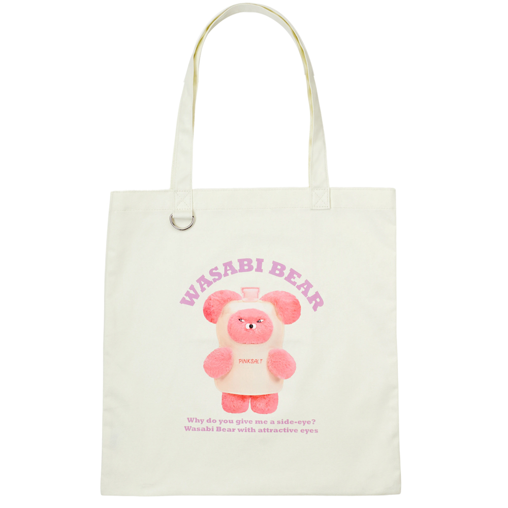 Grace Gift 平價女鞋 Wasabi Bear 聯名 粉芥末熊 印花帆布包 正紅色 實拍圖