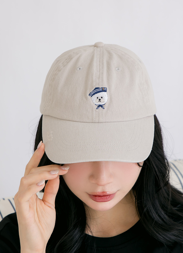 韓國Beyond Closet 比熊刺繡休閒棒球帽 淺灰