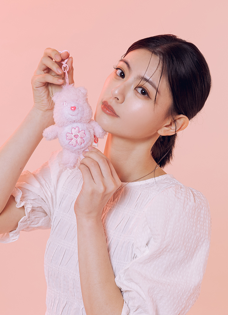 GraceGift CareBears聯名 櫻花熊 櫻花季限定 櫻花小熊絨毛玩偶鑰匙圈 粉色