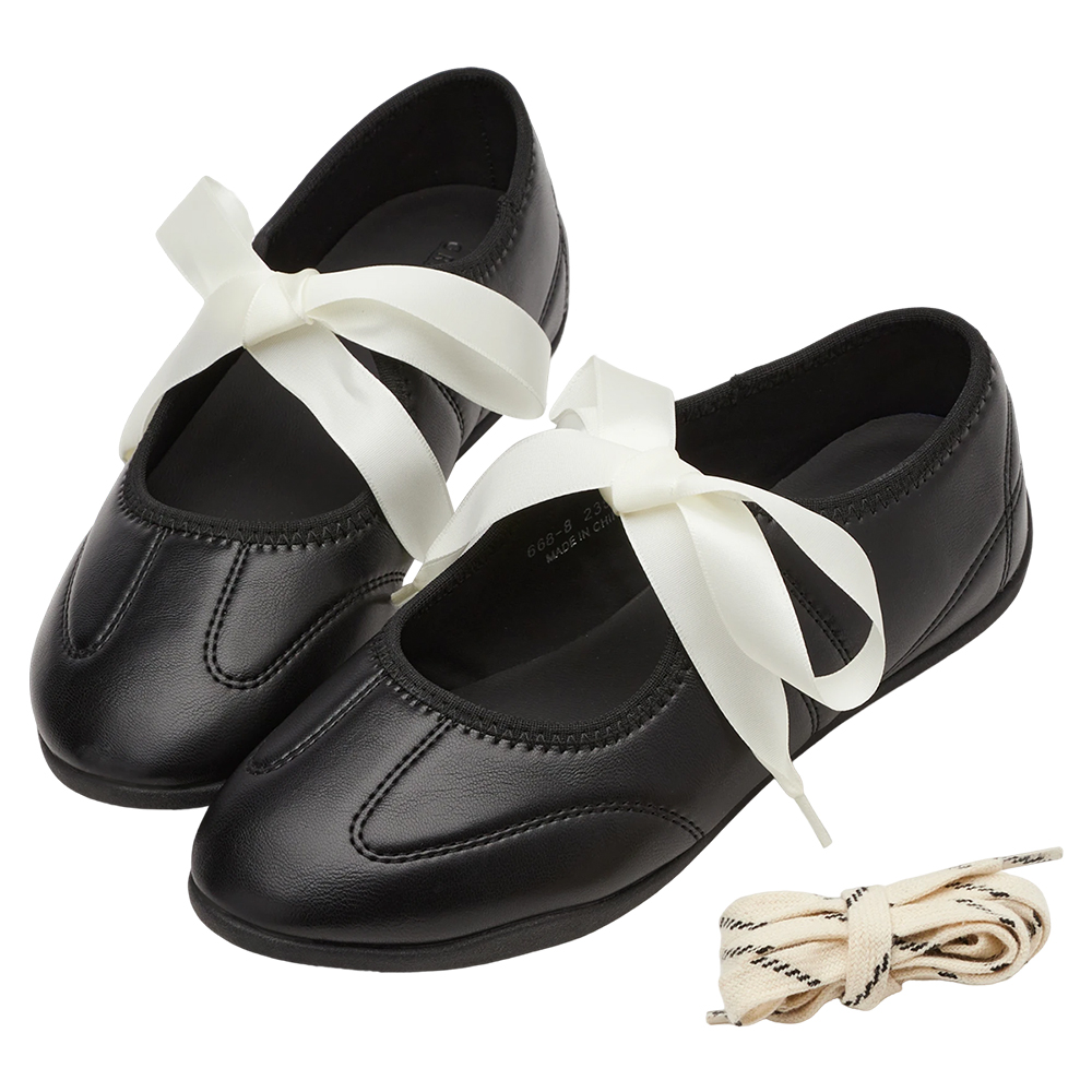 芭蕾日常2WAY蝴蝶結綁帶薄底運動鞋 黑