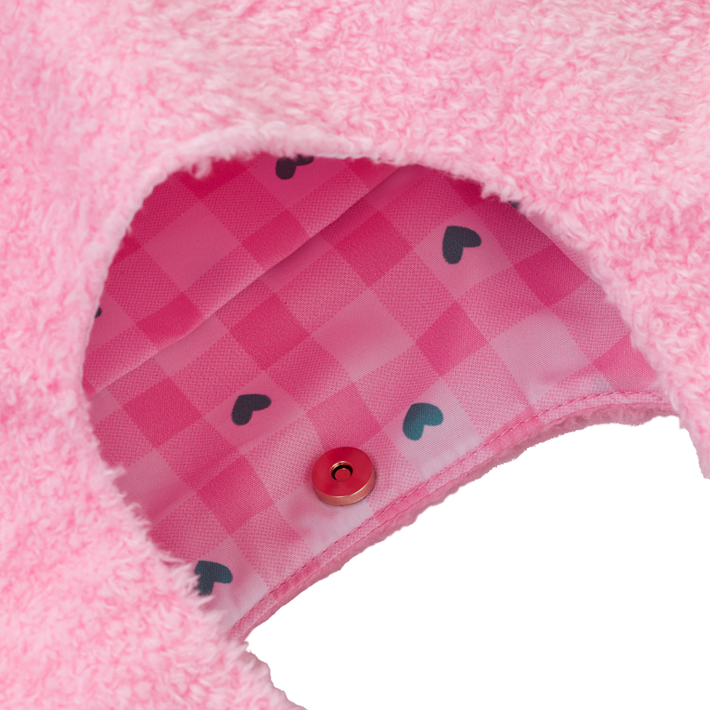 Grace Gift Wasabi Bear 聯名 粉芥末熊 絨毛蝴蝶結手提袋 粉紅色 可愛提袋 實拍圖