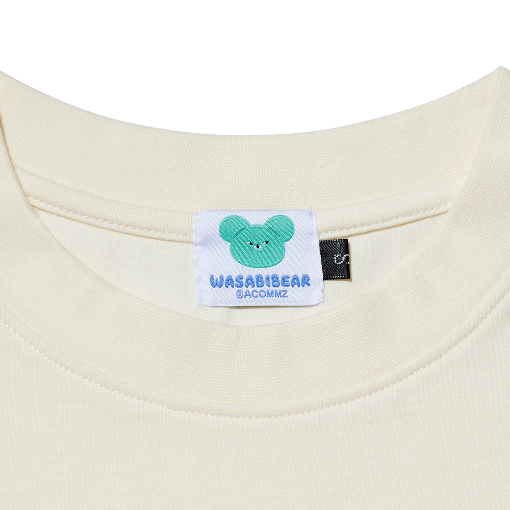GraceGift Wasabi Bear聯名 Wasabi Bear芥末熊復古像素風印花短袖T恤 米白色