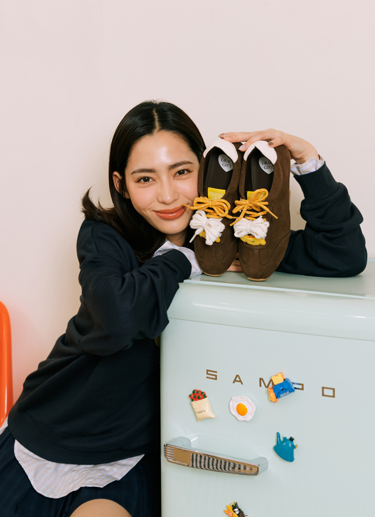 Grace Gift 平價女鞋 Wasabi Bear 聯名 黃芥末熊 休閒運動鞋 咖色 穿搭實拍