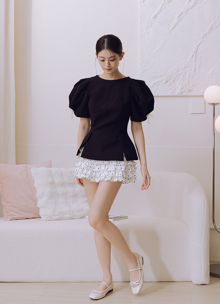 GraceGift平價女鞋 時尚秀場 方圓頭 復古芭比網紗拼接芭蕾平底瑪莉珍鞋  米白色